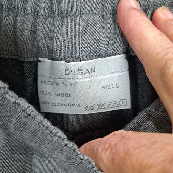 Dusan 100% Wool Elastic Waist Side Pocket Trousers Size L - Picture 9 of 9